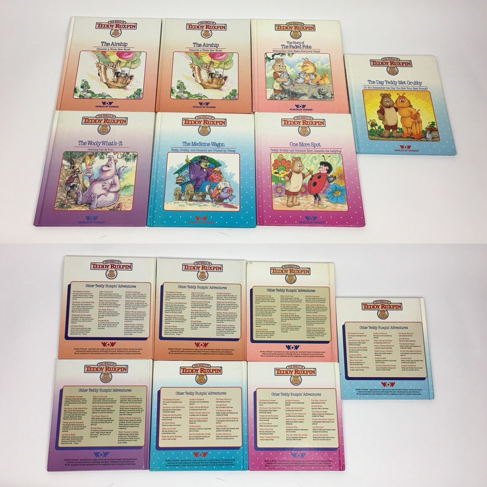 Teddy Ruxpin Lot of 7 Hardcover Books 1 Repeat 1‎ Damaged Worlds of Wonder Vtg